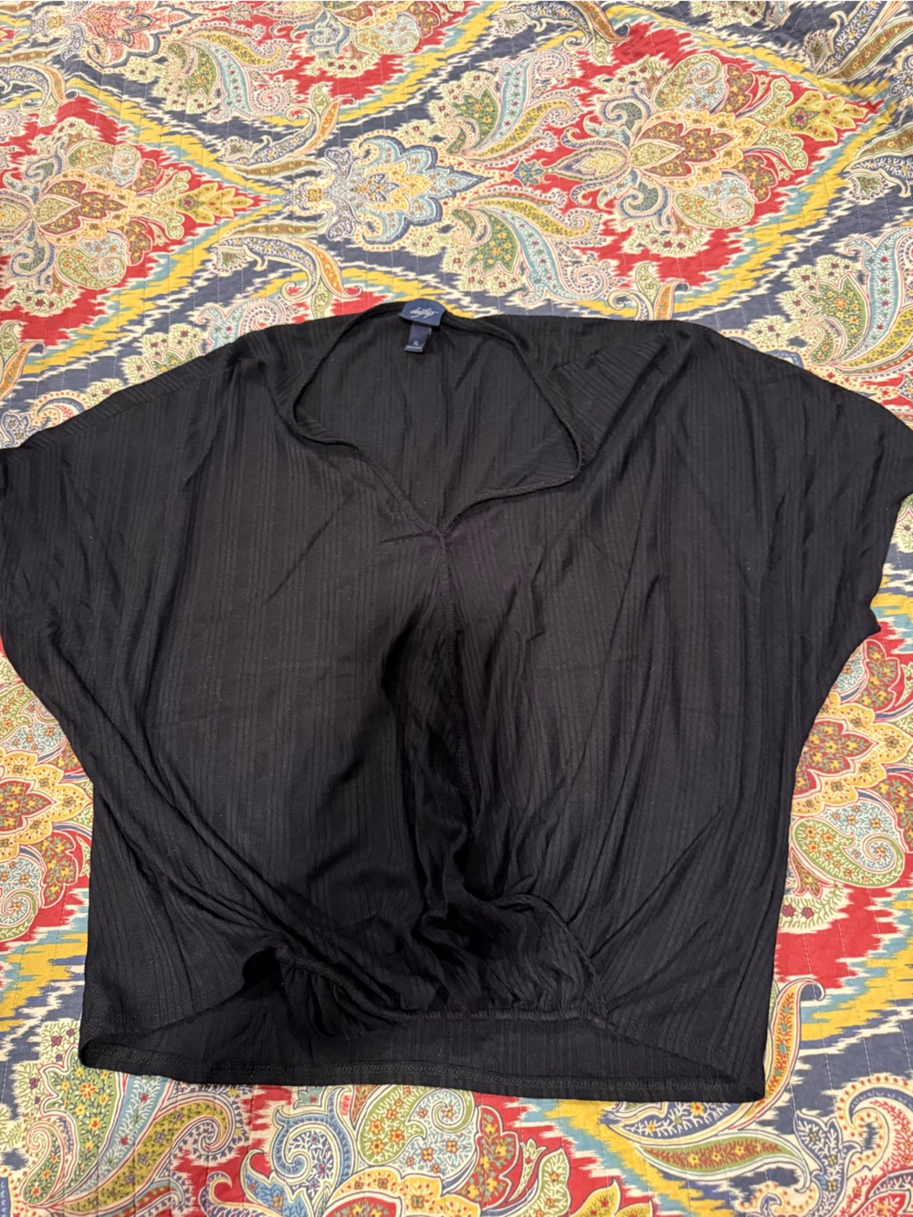 Daytrip Black Dolman Sleeve V-Neck Tunic Top